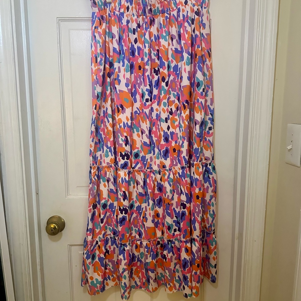 Amazon Pink and Purple Tiered Maxi Skirt Resort Wear